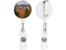 Porta Crachá Retrátil Com Clip Chaveiro, Com Carimbo De Folhagem Externa E Montanhas Um Acessório Charmoso