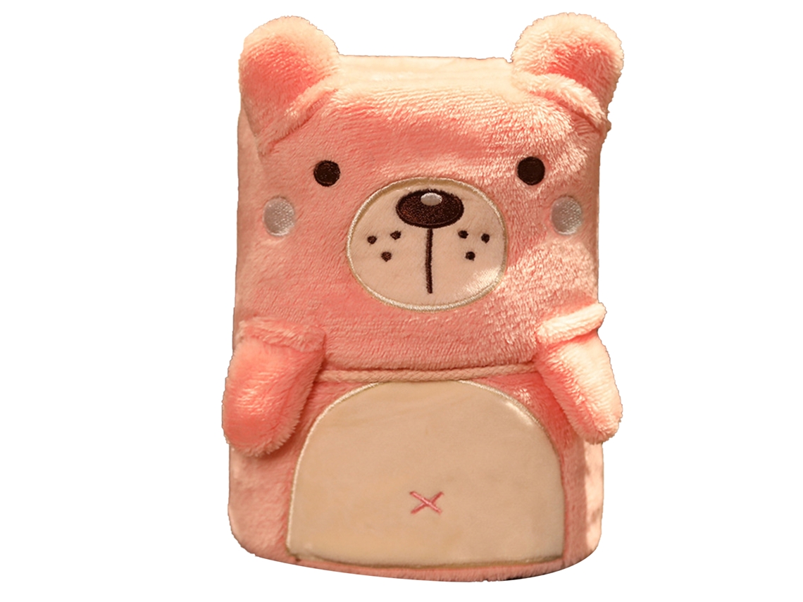 Cobertor de Flanela Fofo Forma de Urso Rosa Macio Portátil para Sofa Cama Escritório 80x100cm | S/MARCA
