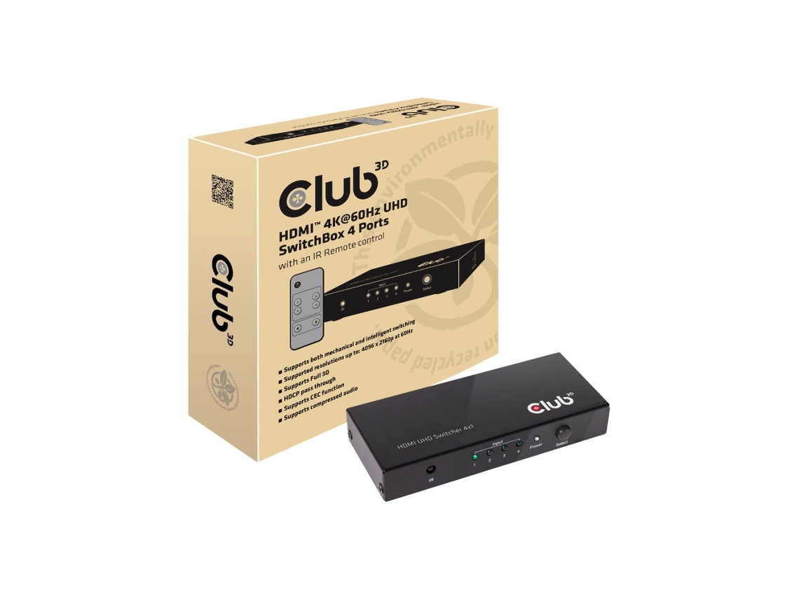 Club 3d Sensevision Csv, 1370, Comutador De Vídeo/áudio, 4 Portas