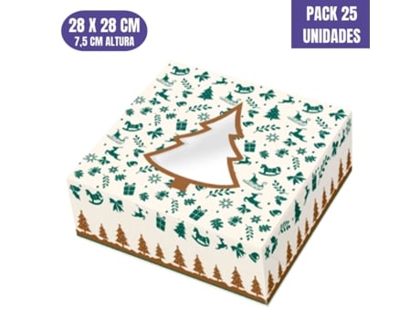 Caixas Para Bolos Arvore De Natal - 28 X 7,5 Cm (25 Unidades)