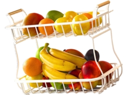 Organizadores De Bancada De Cozinha Removíveis Em Metal Com Dupla Camada Para Frutas, Legumes E Espaço