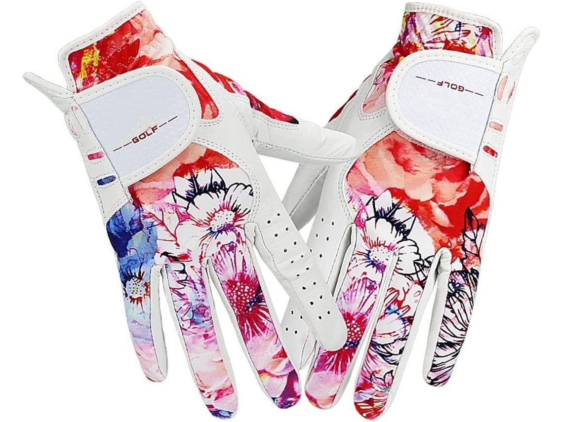 Luvas de Golfe Femininas de Couro Estampado, com Ajuste Macio e Cano Longo (1 Par) | S/MARCA