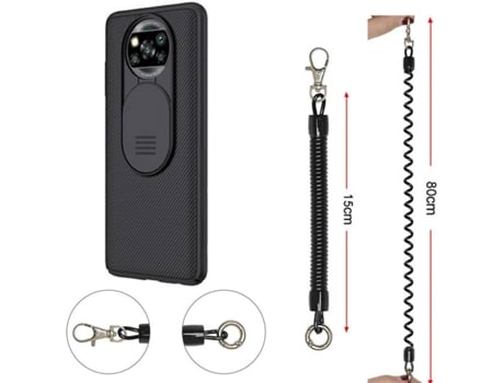 Capa Xiaomi Poco X3 Pro ANTIIMPACTO Camshield com Cordão Anti-roubo Preto