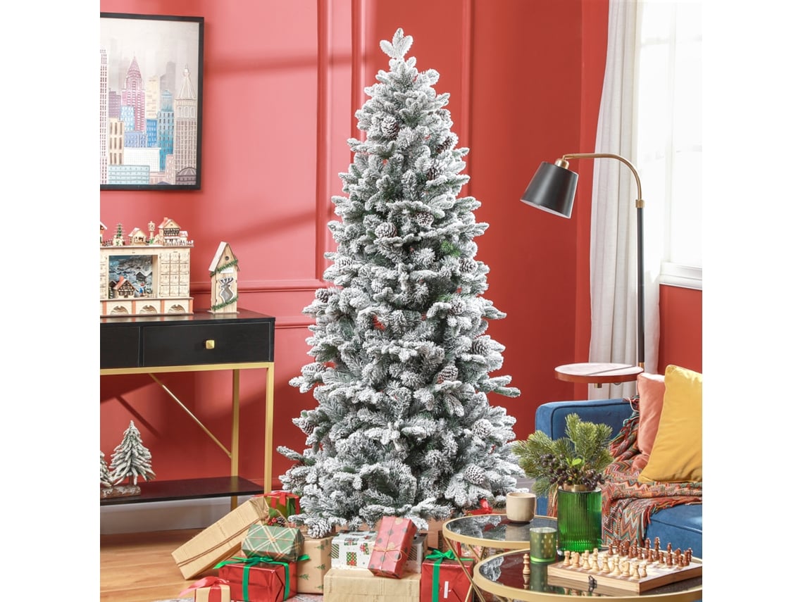 Árvore De Natal Artificial, 183 Cm, Com Efeito De Neve, Com Pinhas, Verde