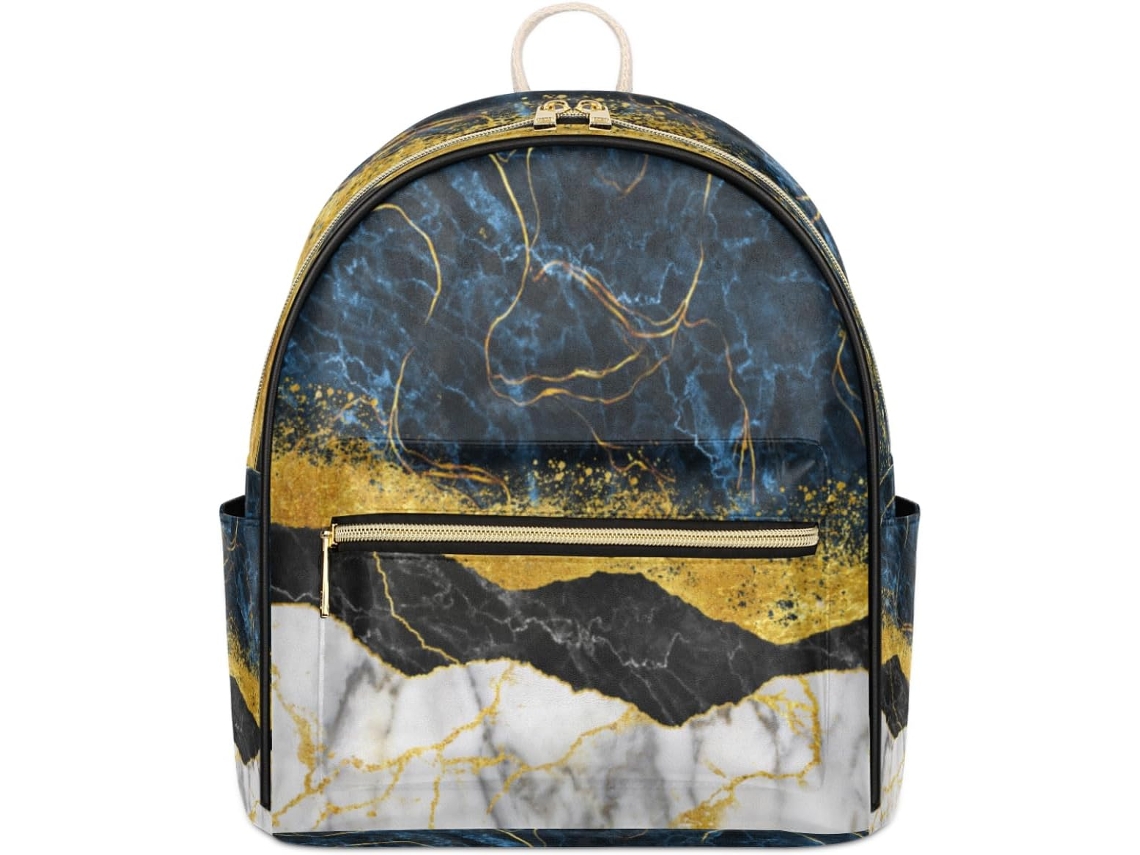 Mochila Tropicallife em Couro com Estampa de Mármore para Meninas Estampas Pe Impermeável