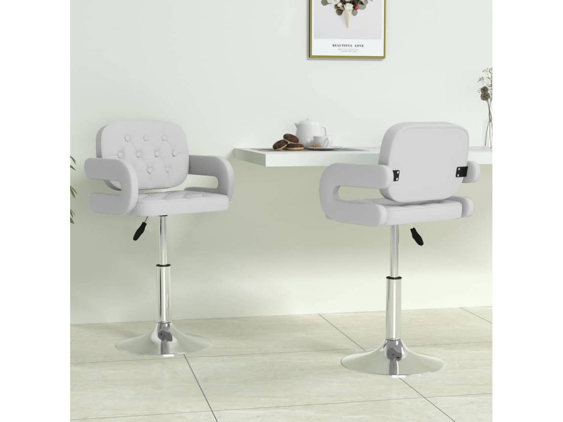 Vidaxl Cadeiras De Jantar Giratórias 2 Pcs Couro Artificial Branco
