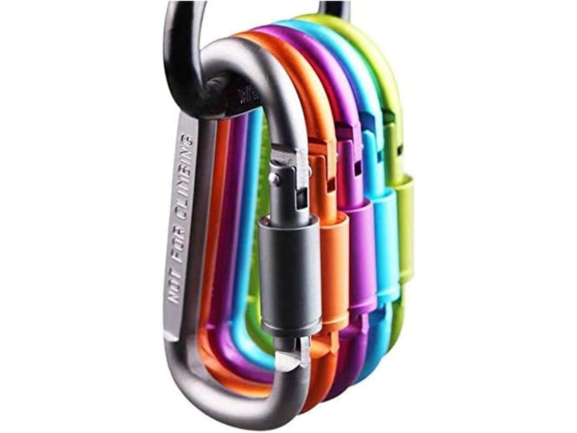 6 Pack Carabiner D-ring De Alumínio Com Trava Para Camping Viagem Pesca Mochilão
