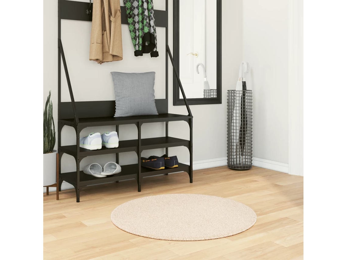 Vidaxl Tapete Pelo Curto Macio E Lavável Huarte Ø 80 Cm Bege