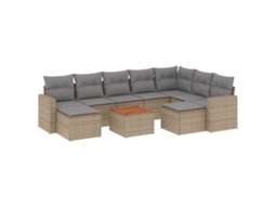Conjunto de 10 Sofás Jardim C/ Almofadões Vime Pe Bege Misturado MAISON EXCLUSIVE (10 pcs)