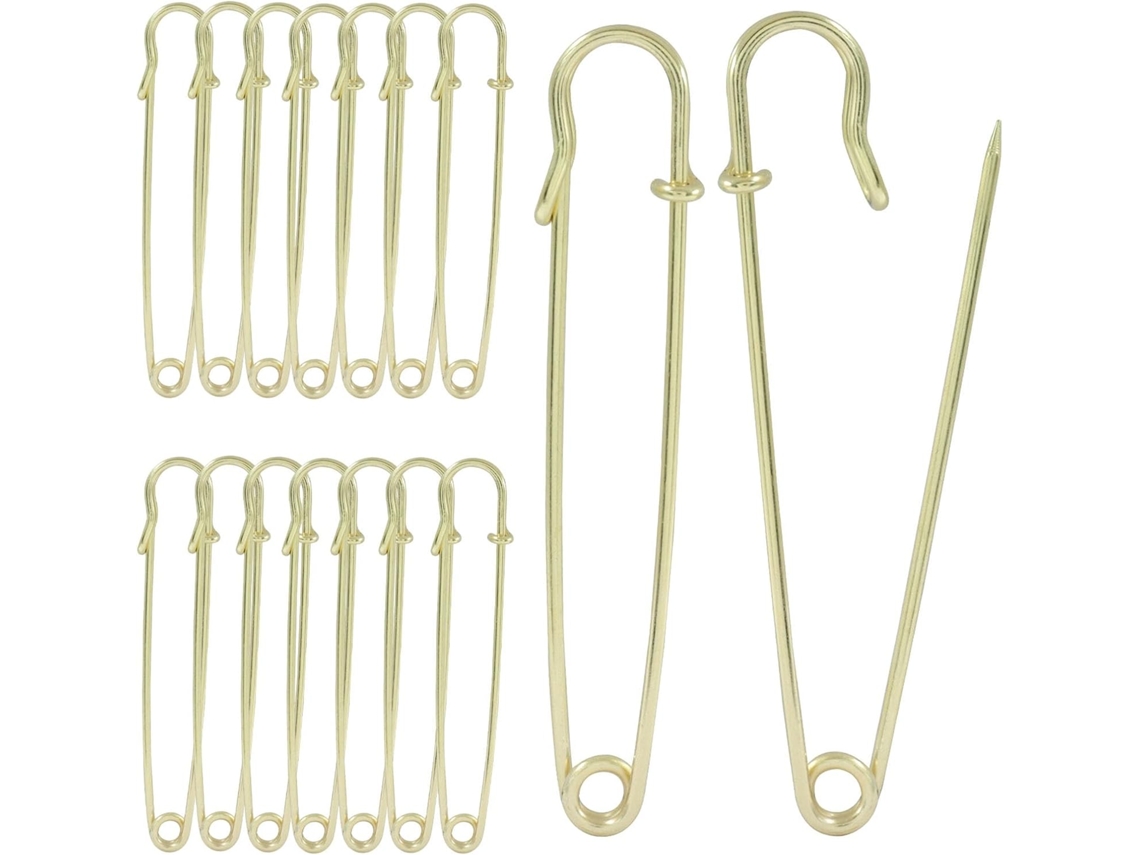 16 Alfinetes De Segurança Grandes De 10 Cm (4 Polegadas) Na Cor Dourada.