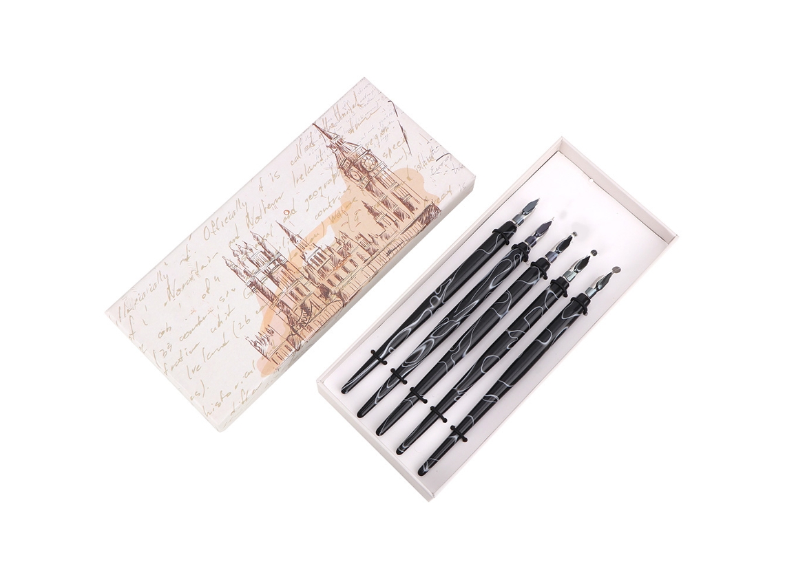 Conjunto de 5 Marcadores Acrílicos com Ponta Redonda Plana Ferramentas para Pintura Materiais de Arte Ponta Redonda Preta AQUAFORGE