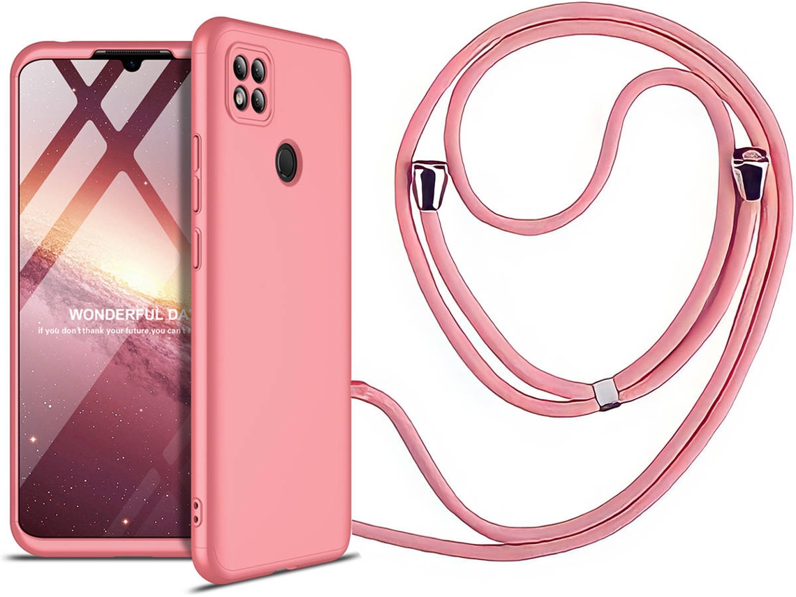 Capa Redmi 9C Slim Armor 360º com Fita Rosa