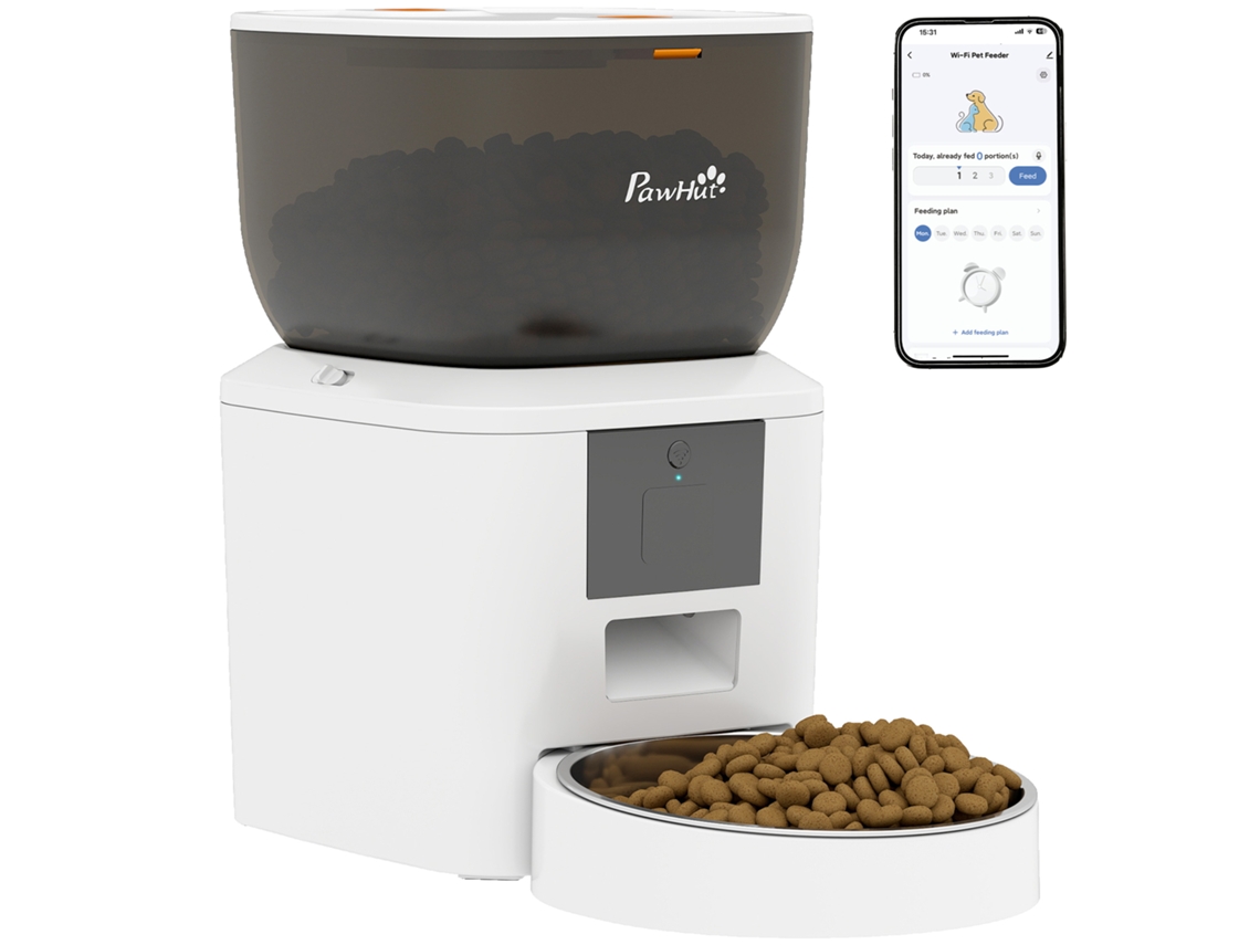 Alimentador Automático 4l Com Wifi 2.4g Para S E Cães Com Aplicação Tuya E Gravação De Voz De 10s