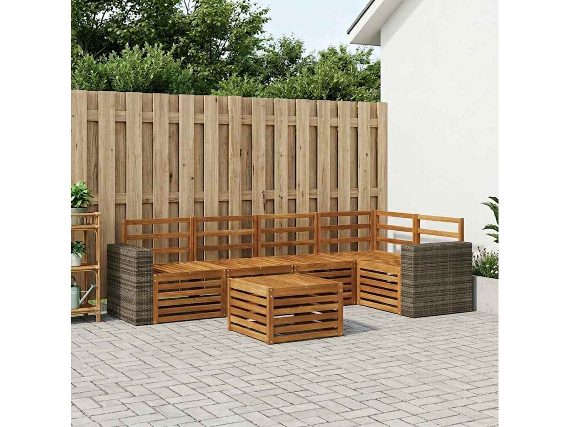 Vidaxl Conjunto De Sofá Sectional 6 Pcs Natural