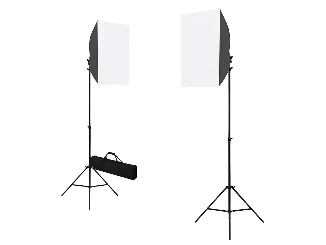Vidaxl Iluminação De Estúdio Profissional 2 Pcs 40x60 Cm Aço Preto