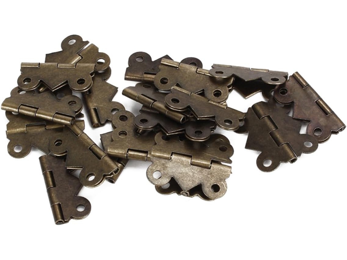 Conjunto De 20 Dobradiças Ferro Vintage Para Portas Armários E Reparo Caixas Joias Resistentes 2, 5x 2cm