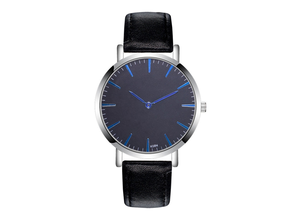 Relógio de Pulso Masculino Estilo Empresarial Quartzo Pulseira de Couro Preto