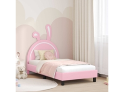 Vidaxl Estrutura De Cama Infantil Com Cabeceira Rosa 80 X 160 Cm Pu