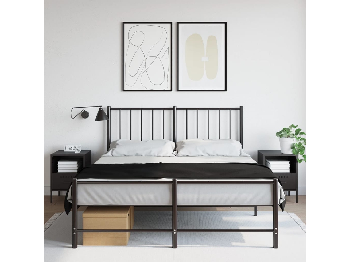 Vidaxl Mesas De Cabeceira 2 Pcs 36x39x50,5cm Aço Preto