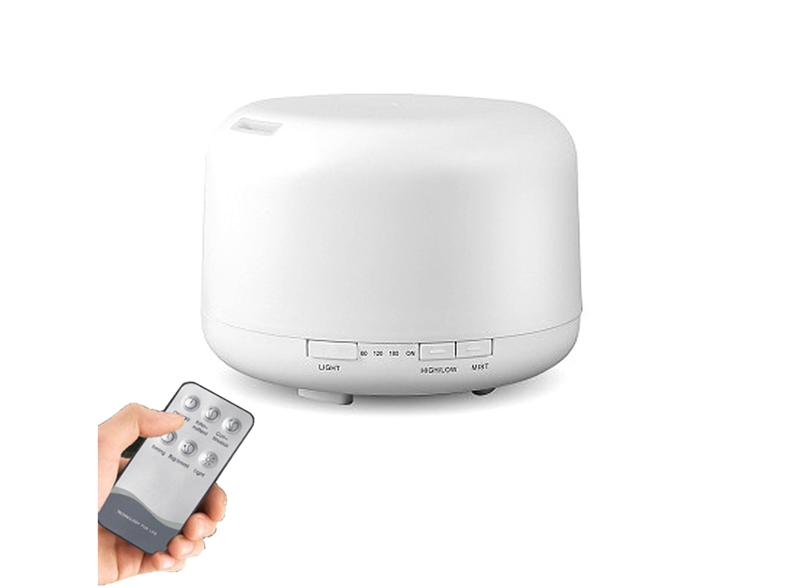 Difusor de Aroma Ultrassônico 500ml Umidificador Purificador de Ar Silencioso com Controle Remoto para Casa Escritório Spa Yoga