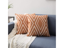 2026 funda de Almohada Naranja Bohemia Azteca 18x18 Polegadas de Poliéster Decorativa para Sofá Cama
