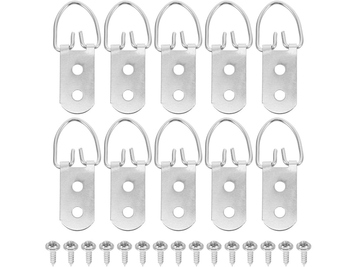Ganchos De Parede Com Argolas Em D Prateadas, Pacote Com 30 Unidades E Parafusos.