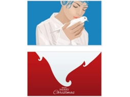 Cartão de Natal Menina da Paz Azul com Motivo Anti guerra 9 X 5,4 Cm
