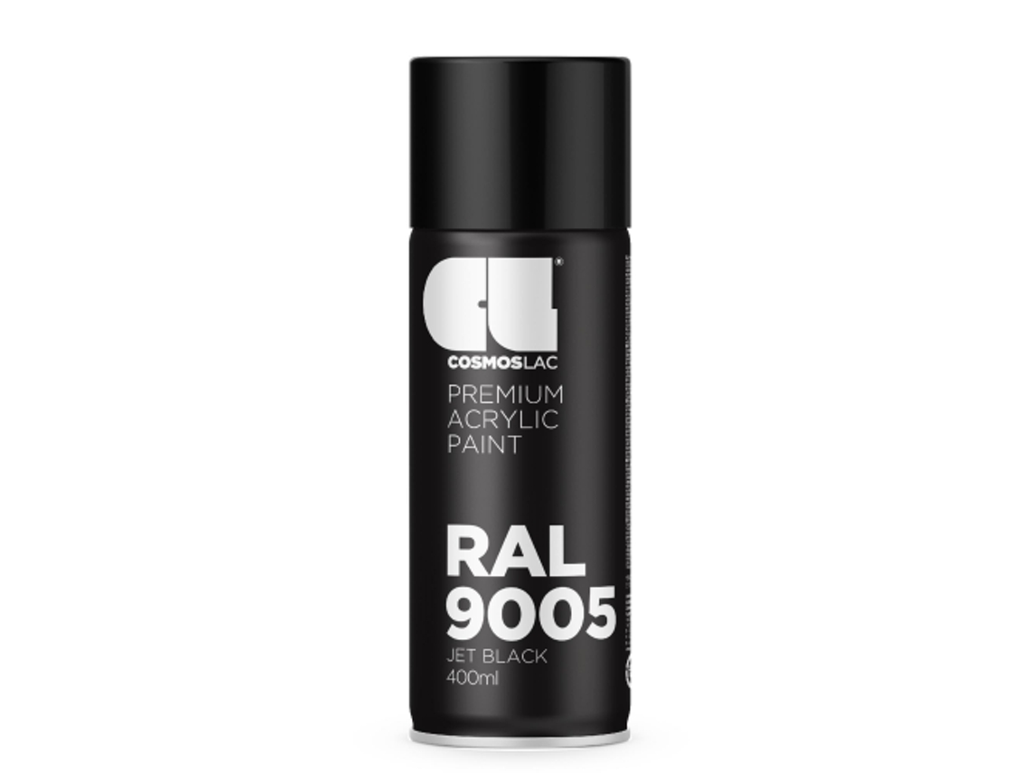 Spray Acrílico Premium Brilhante Ral Cosmos Lac 400 Ml (Ral 9005 Preto Intenso)