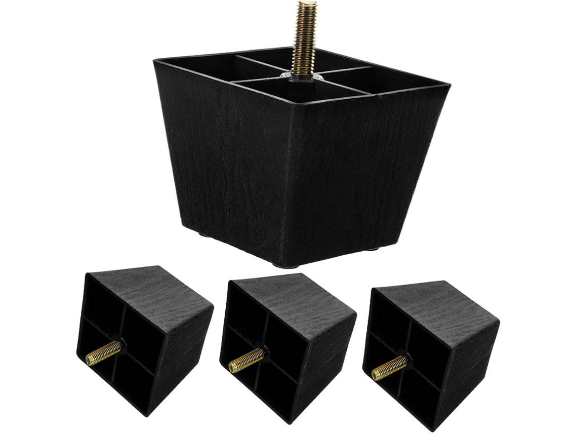 Popetpop Conjunto De 4 Pés Móveis Resistentes Para Substituição Em Armários E Sofás, Pretos, Quadrados, Em Metal E