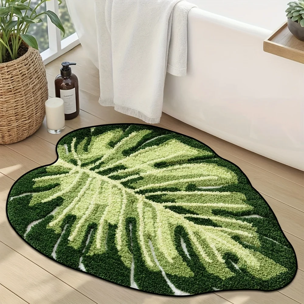 Tapete De Pelúcia Macia Com Estampa De Folhas (90 X 120 Cm), Ideal Para Cabeceira Ou Decoração De Casa.