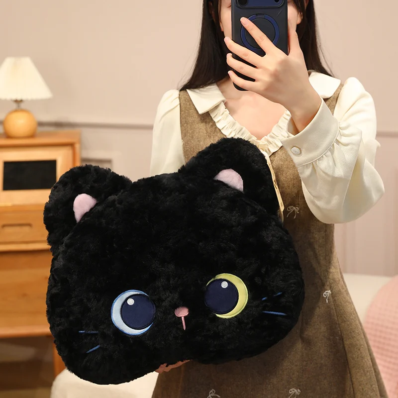 Almofada/travesseiro Cabeça de Panda Rabugento Adulto para Decoração de Casa MDUG (gato Preto 40cm)