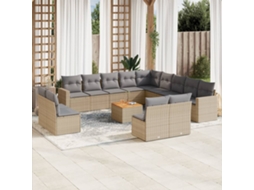 Conjunto 14 Peças Sofás Jardin C/ Almofadões Vime Pe Bege Misturado Dkd Home Decor