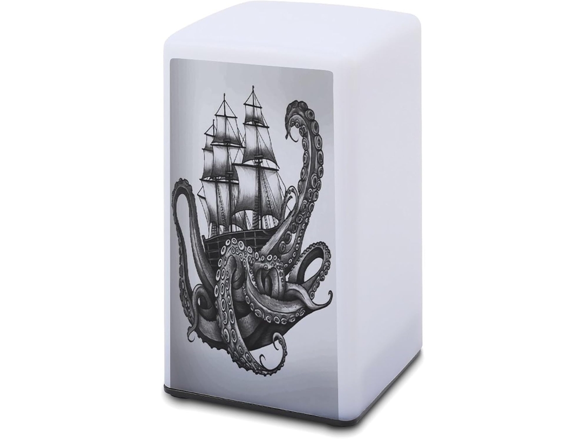 Luminária De Mesa Preta E Branca A Bateria Design Polvo Barco Leitura Para Escritório, Quarto, Proteção Ocular E