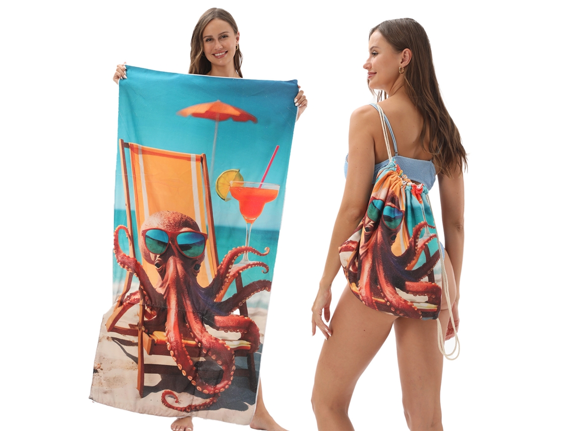 Toalha de Praia de Secagem Rápida 70 X 140 Cm: Mochila Absorvente Portátil 2 em 1 21 AQUAFORGE
