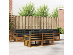 Vidaxl Conjunto De Sofás Para Exterior 7 Unid. Natural E Antracite