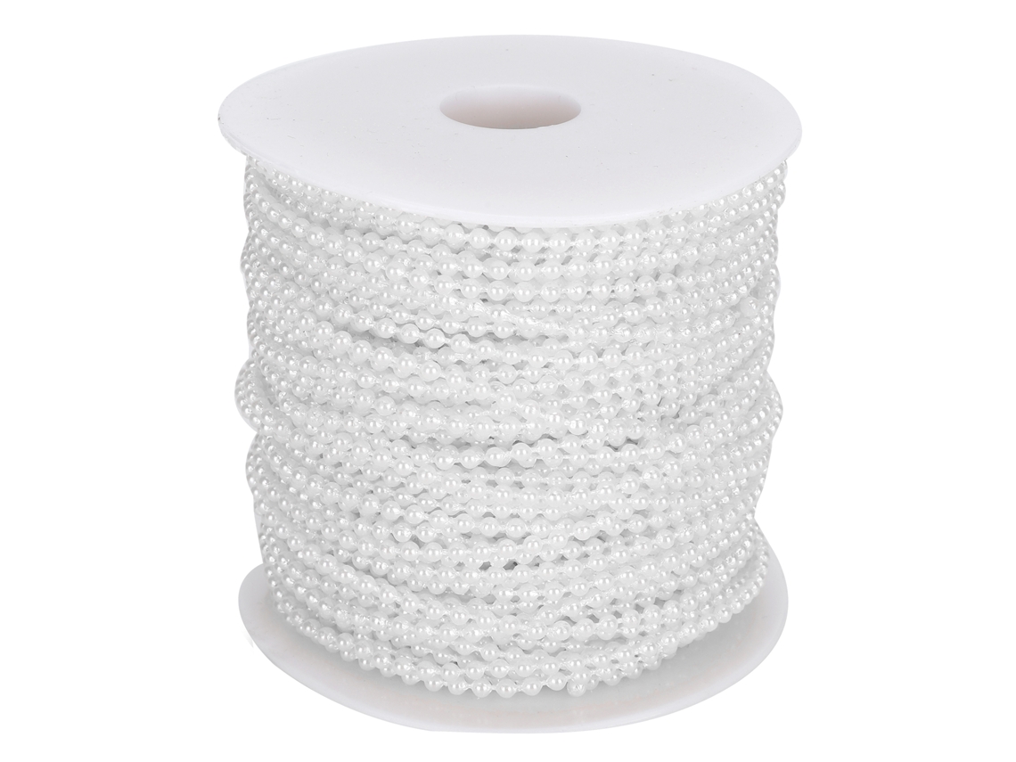 Fita De Pérolas Falsas Laxiscreed 3mm Branca Para Moda E Artesanato, 50m, Ideal Para Projetos Criativos