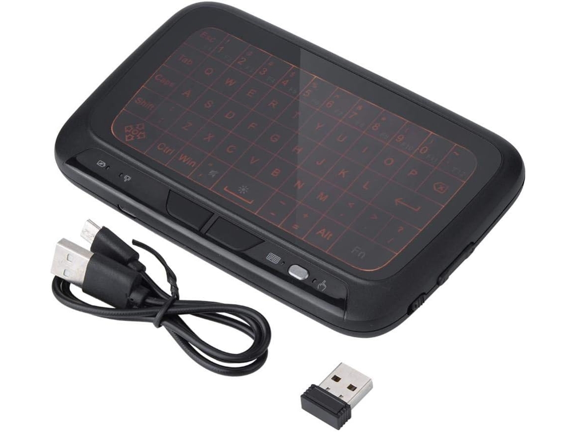 Mini teclado e mouse sem fio de 2 GHz com touchpad retroiluminado em tela cheia e porta Slowmoose