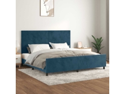 Vidaxl Estrutura De Cama Sem Colchão 200x200 Cm Veludo Azul-escuro