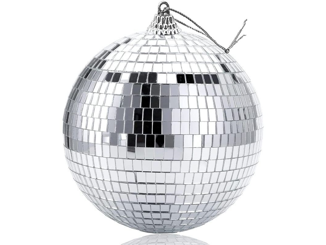 Bola De Espelhos Disco 2 Peças Prata 15cm Para Festa De Qualidade Plástica Durável