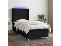 Vidaxl Cama Box Spring C/ Colchão E Led 80x200 Cm Tecido Preto