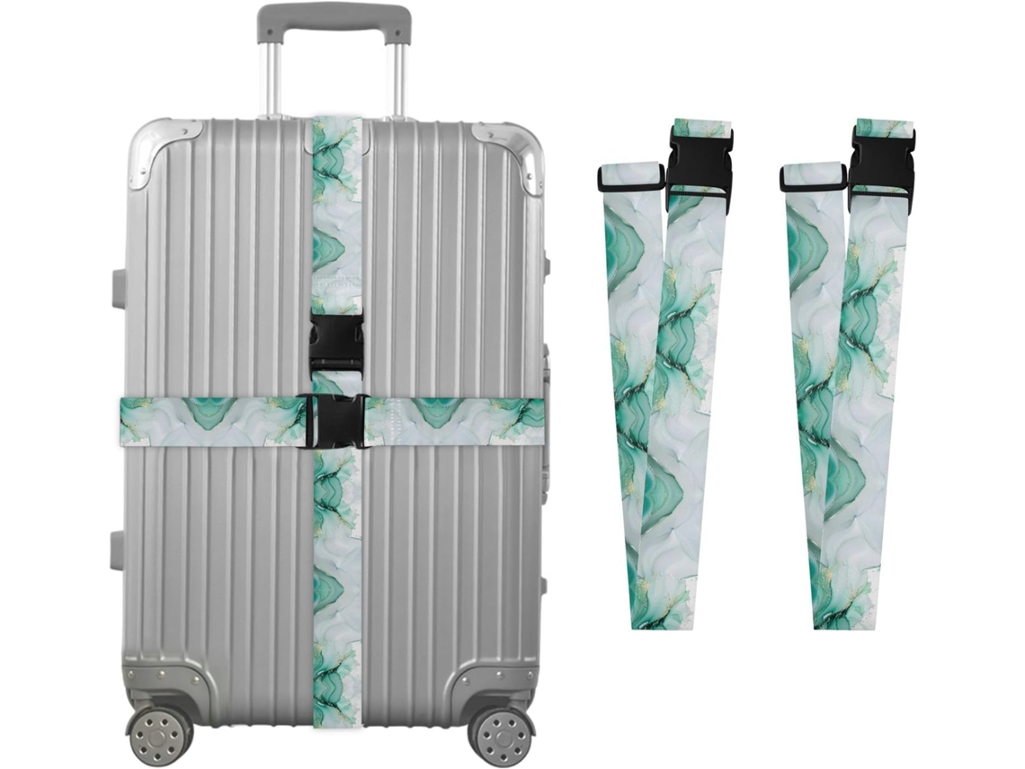 Conjunto De 2 Cintas Bagagem Personalizáveis Com Fivelas Para Malas Na Cor Verde