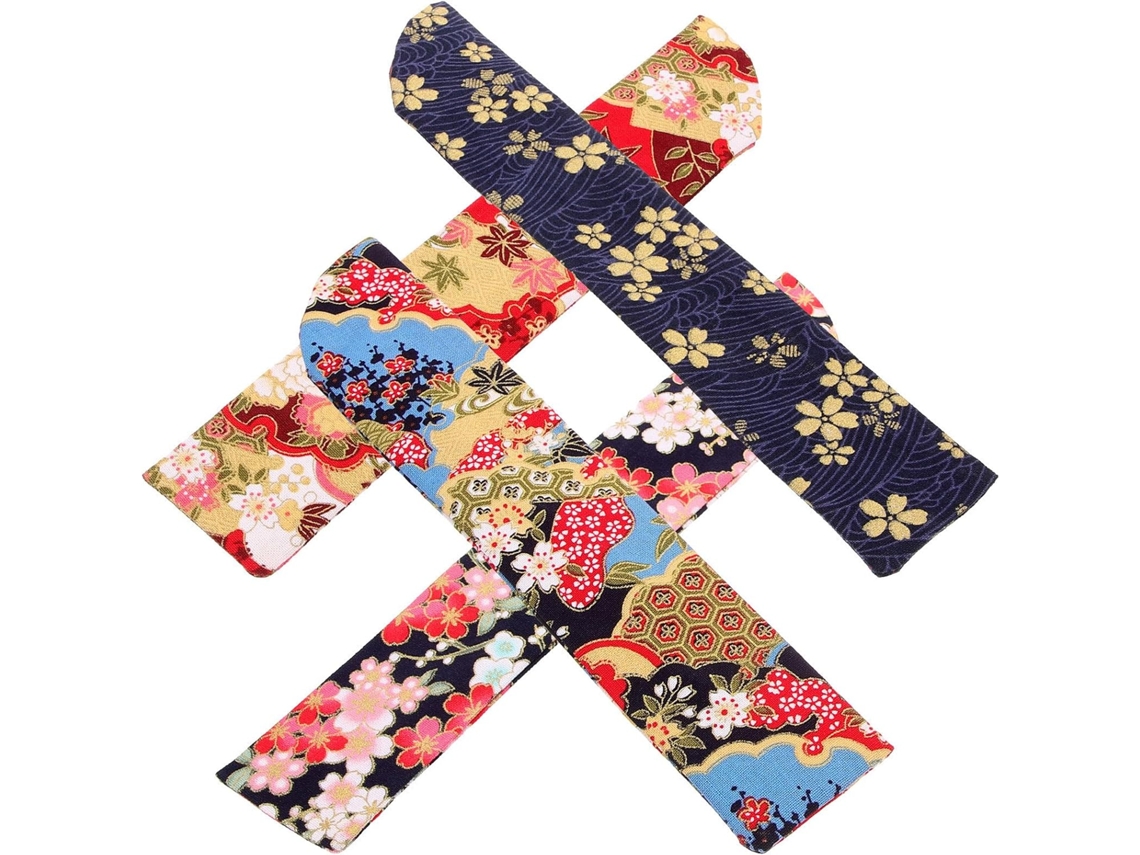 Conjunto De 4 Capas Protetoras Leves Em Brocado Para Leques De Mão.