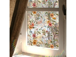 Película estática iridescente para janelas com estampa floral, 90x300cm, película translúcida de isolamento térmico, proteção solar.
