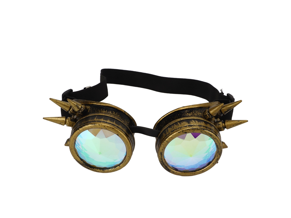 Óculos Steampunk Caleidoscópio, Óculos de Halloween com Espinhos Holográficos Decorativos