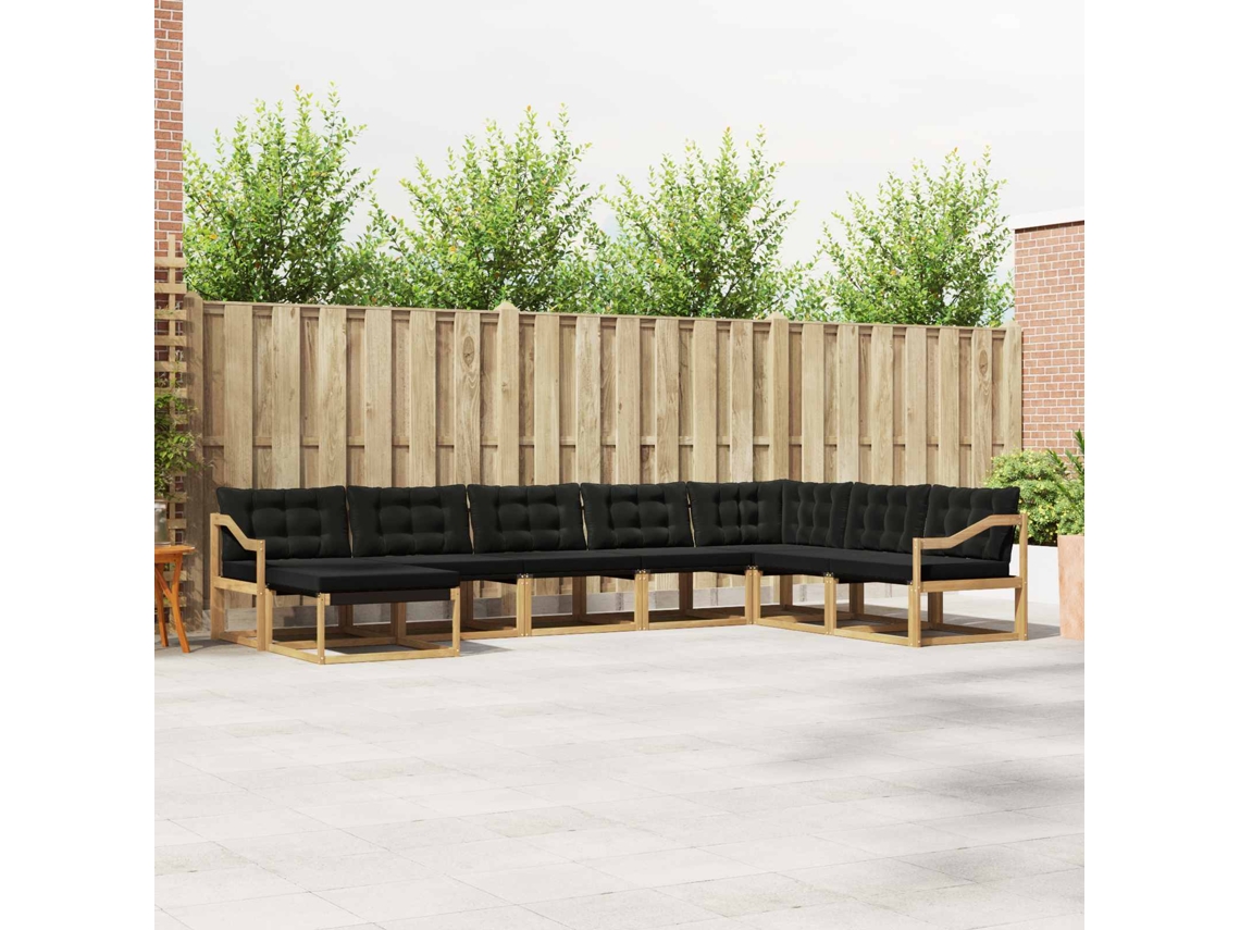Vidaxl Conjunto De Sofás Para Exterior 8 Unid. Branco E Preto
