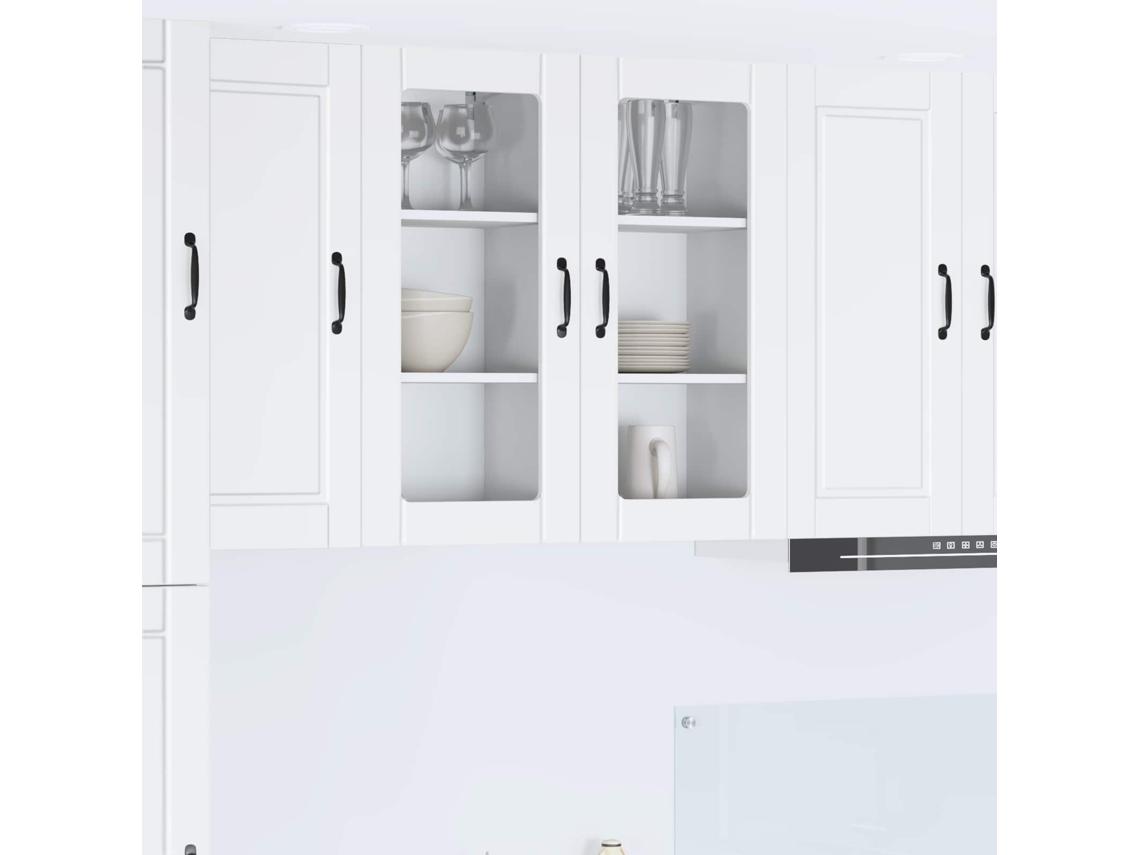 Vidaxl Armário De Vidro De Parede Porto 2 Unid. Branco