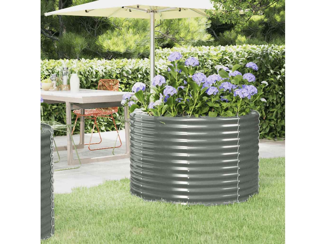 Vidaxl Canteiro Elevado Jardim 100x100x68 Aço Galvanizado Cinzento