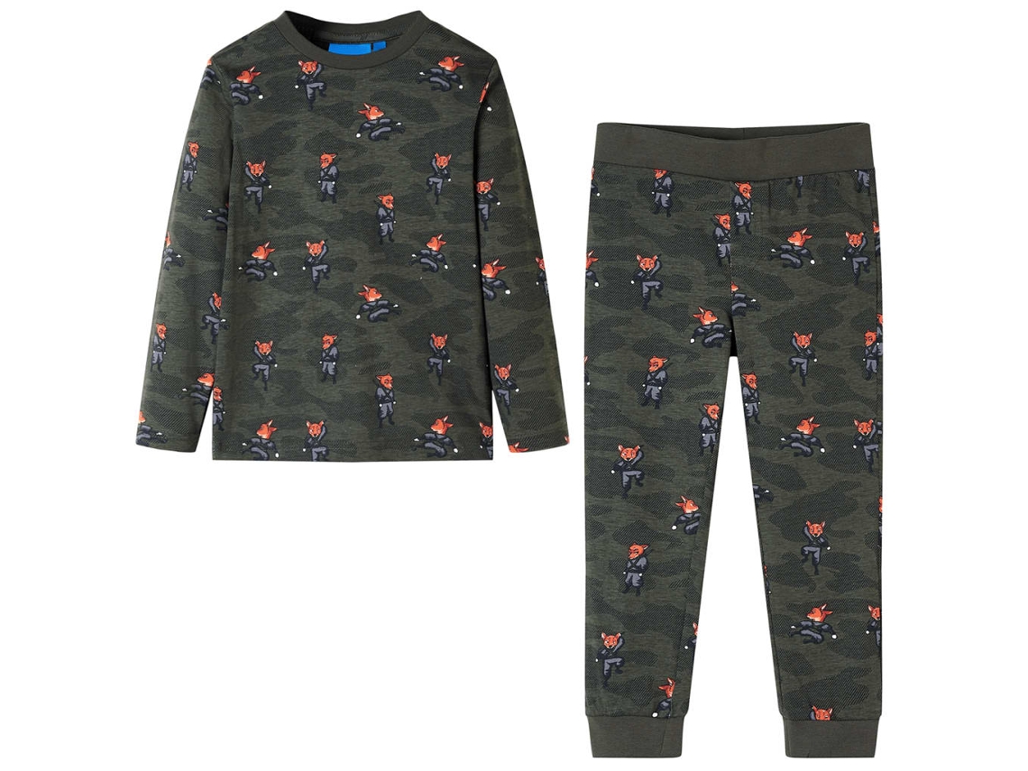 Pijama De Manga Comprida Para Criança Cor Caqui 92