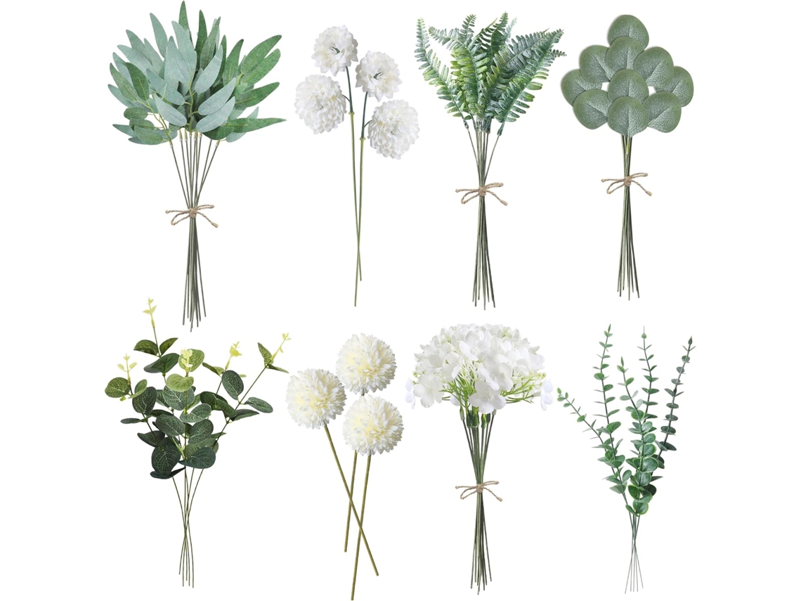 Conjunto de 55 Flores Artificiais, Plantas Artificiais de Seda para Casa AQUAFORGE