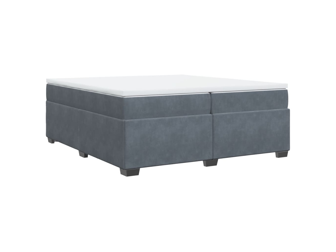 Cama com Molas e Colchão Veludo Cinzento Escuro MAISON EXCLUSIVE (200x200 cm)